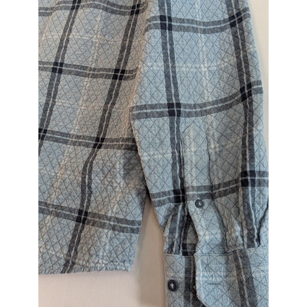 Southern Tide Mens XL Quilted Button Down Plaid Shirt Long Gray Blue Warm Casual - Picture 12 of 14